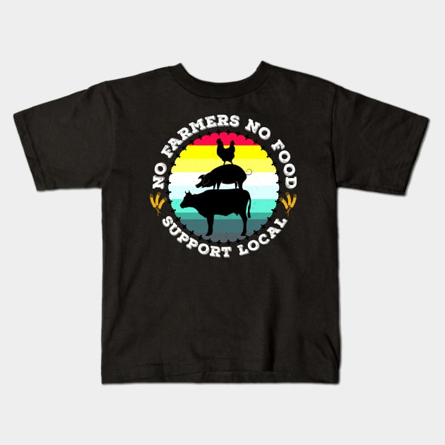 No Farmers No Food Support local Graphic Design Kids T-Shirt by PlusAdore